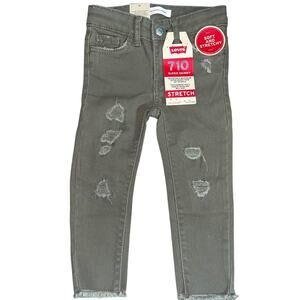 Levi’s Girls 2T Jeans Stretch Denim Super Skinny Travel Casual Fall Raw Hem